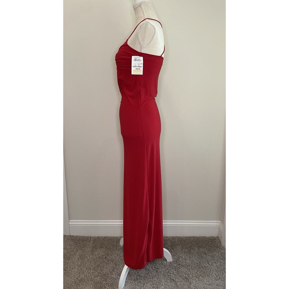 NWT Vintage Ibisco Y2K Prom Dress Maxi Gown 90s Glam Wedding V Neck Strap Red XS - Picture 5 of 8